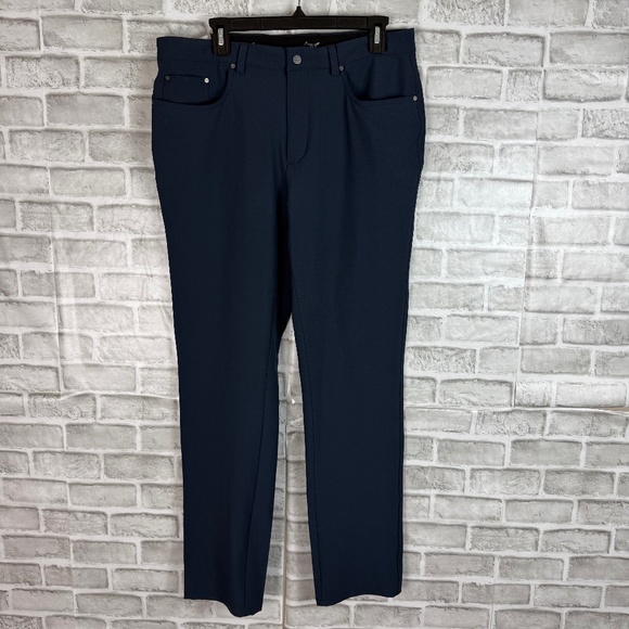 Greg Norman The Ultimate 5 Pocket Solid Navy Blue Casual Golf Pants Mens 34 x 32 - Picture 1 of 8